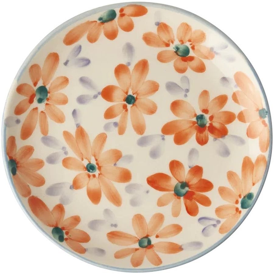 RICE Hand-Painted Teller 15 cm, Flowers/Orange