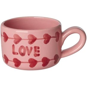 RICE Hand-Painted Cappuccino Kop 20 cl, Love/Pink