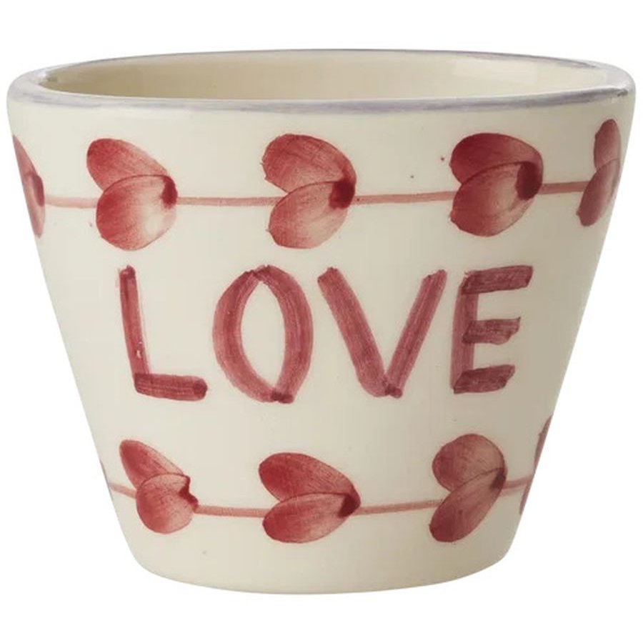 RICE Hand-Painted Espressokop 7 cl, Love/Beige