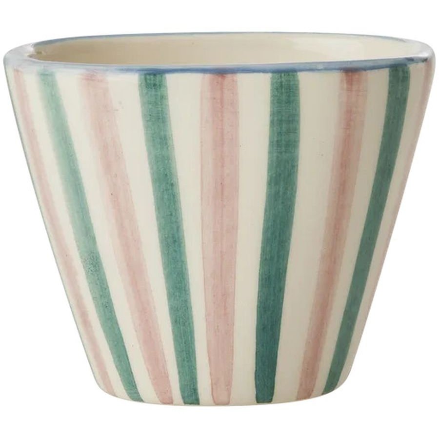 RICE Hand-Painted Espressokop 7 cl, Stripes/Pink/Gr�n