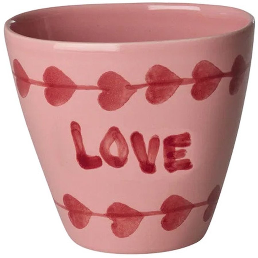 RICE Hand-Painted Krus 30 cl, Love/Pink