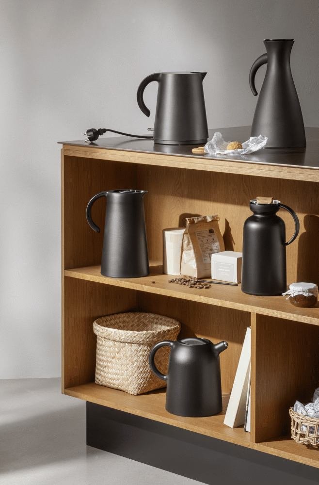 Eva Solo Thermoskan met Drupvrije Rand 1 L, Mat Zwart