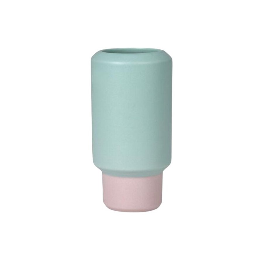 Lucie Kaas Fumario Vase H 16,5, Mint/Rosa