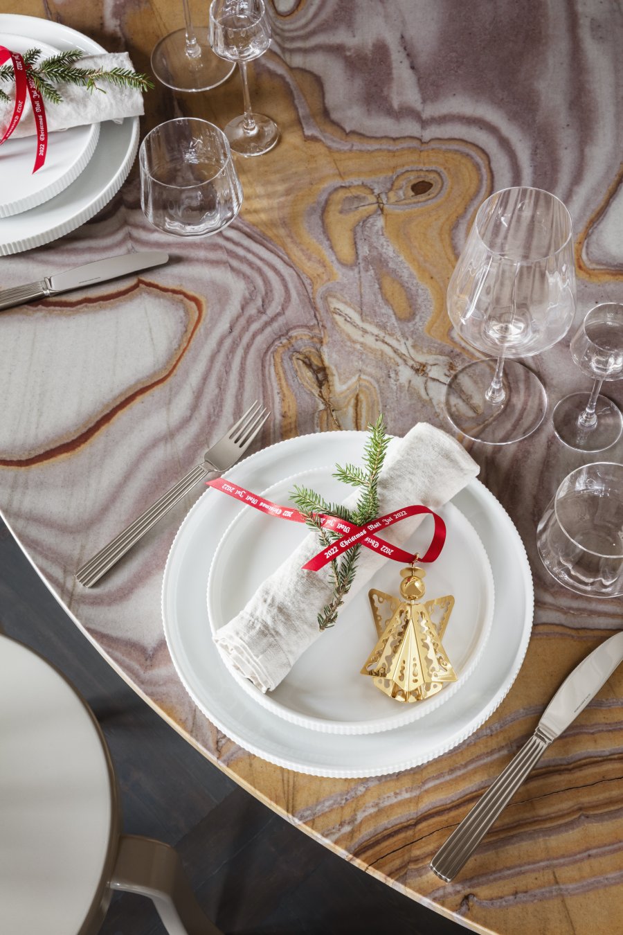 Georg Jensen Weihnachtsmobile Engel mit Spitze 2022, Vergoldet
