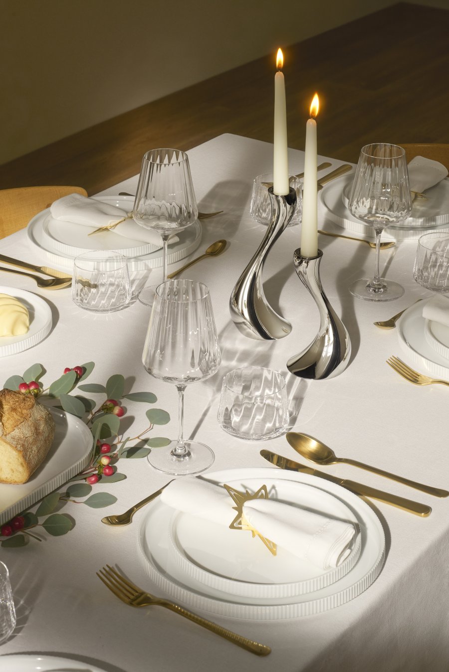 Georg Jensen Stern Serviettenring/Tischkartenhalter 2er Set, Vergoldet