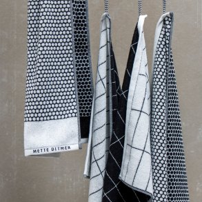 Mette Ditmer Grid Håndklæder 2 stk. 38x60 cm, Sort/Off-white