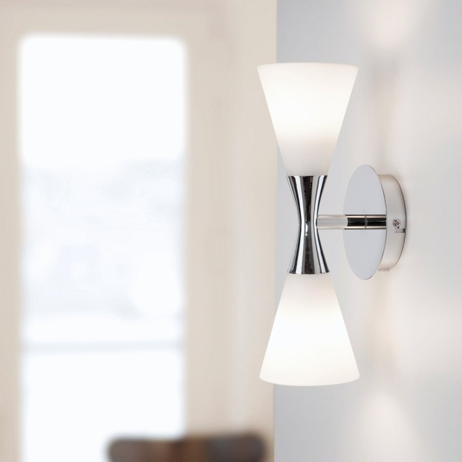 Herstal Harlekin Duo Wandleuchte 32 cm, Chrom