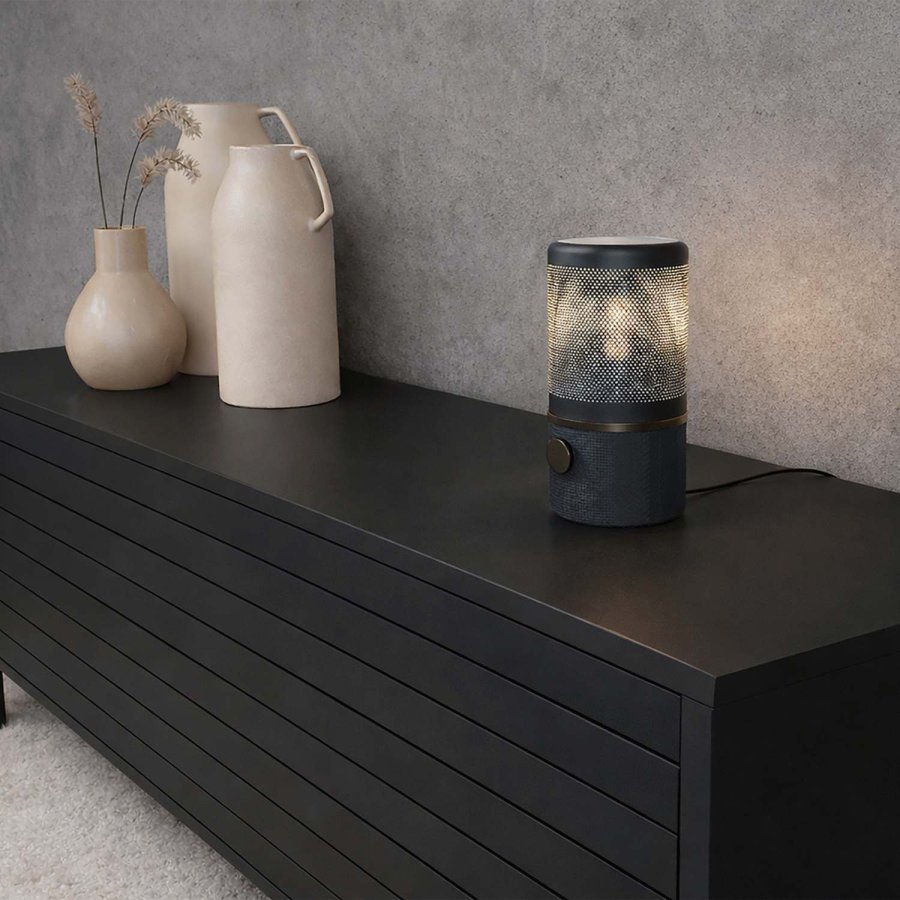 Herstal Jazz Tischlampe H24 cm, Blau/Matt Schwarz