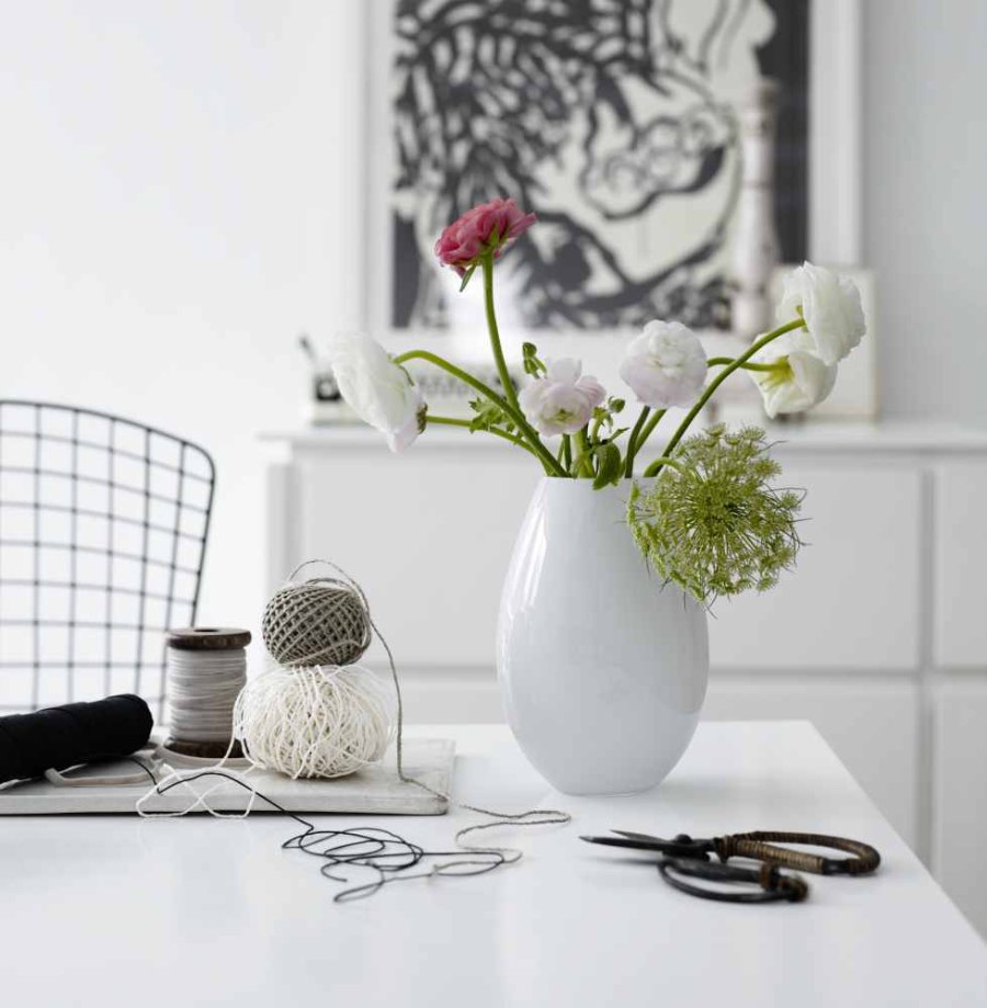 Holmegaard Cocoon Vase Hvid, 26 cm