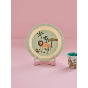 RICE Tallerken 22 cm, Blåt Jungledyr