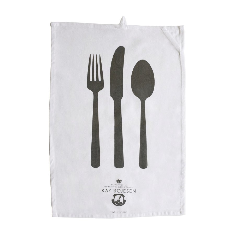 Kay Bojesen Geschirrtuch mit Besteckmotiv 2er Set, Weiß