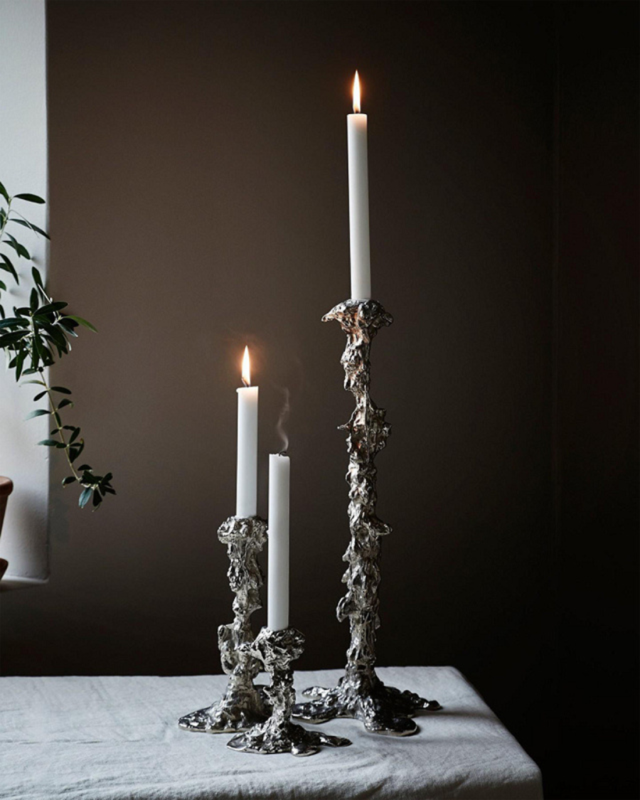 POLSPOTTEN Drip Lysestage H14 cm, S�lv