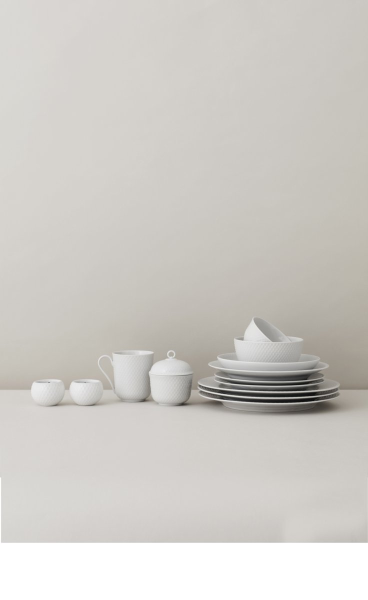 Lyngby Porceln Rhombe Zuckerdose, Weiß