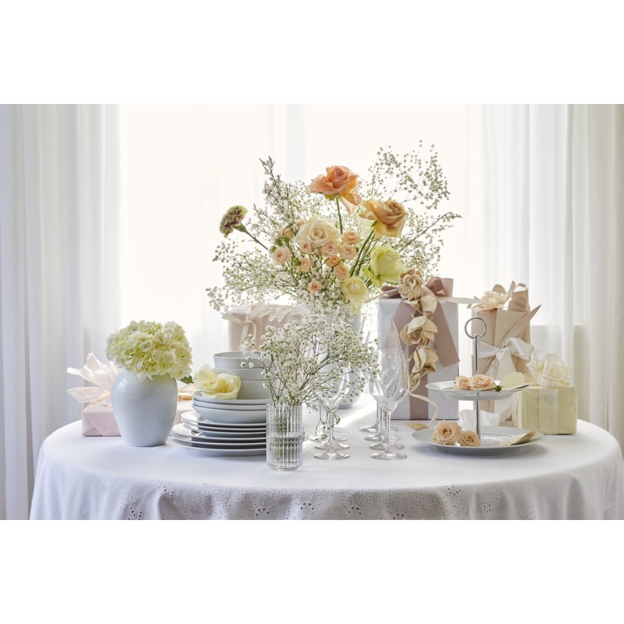 Lyngby Porceln Rhombe Vase H16,5 cm, Hvid