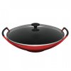 Le Creuset Wok m/glaslg 36 cm, Cerise Rd