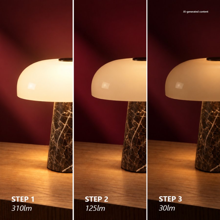 DFTP Glossy Mini Akku-Tischlampe LED H24 cm, Grau/Braun