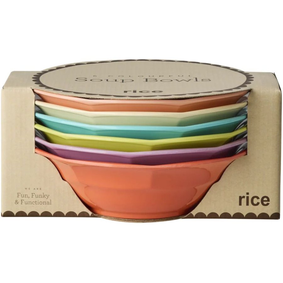RICE Glory Days Colors Sk�l 6 stk. 18,5 cm, Multi