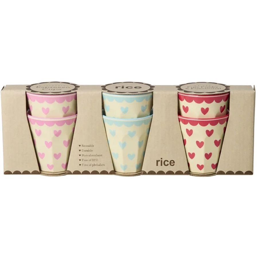 RICE Tasse 6er Set 25 cl, Favorite Hearts/Multi