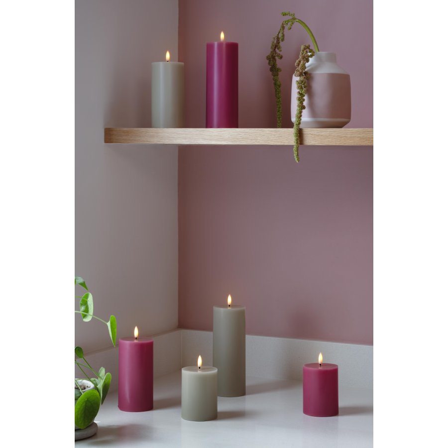 Moods & More Stumpenkerze LED 7,4xH15 cm, Kit Grey