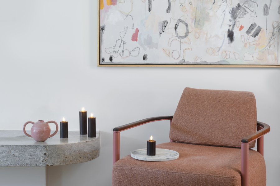 Moods & More Stumpenkerze mit Schmelzeffekt LED 4,9xH12,5 cm, Charcoal