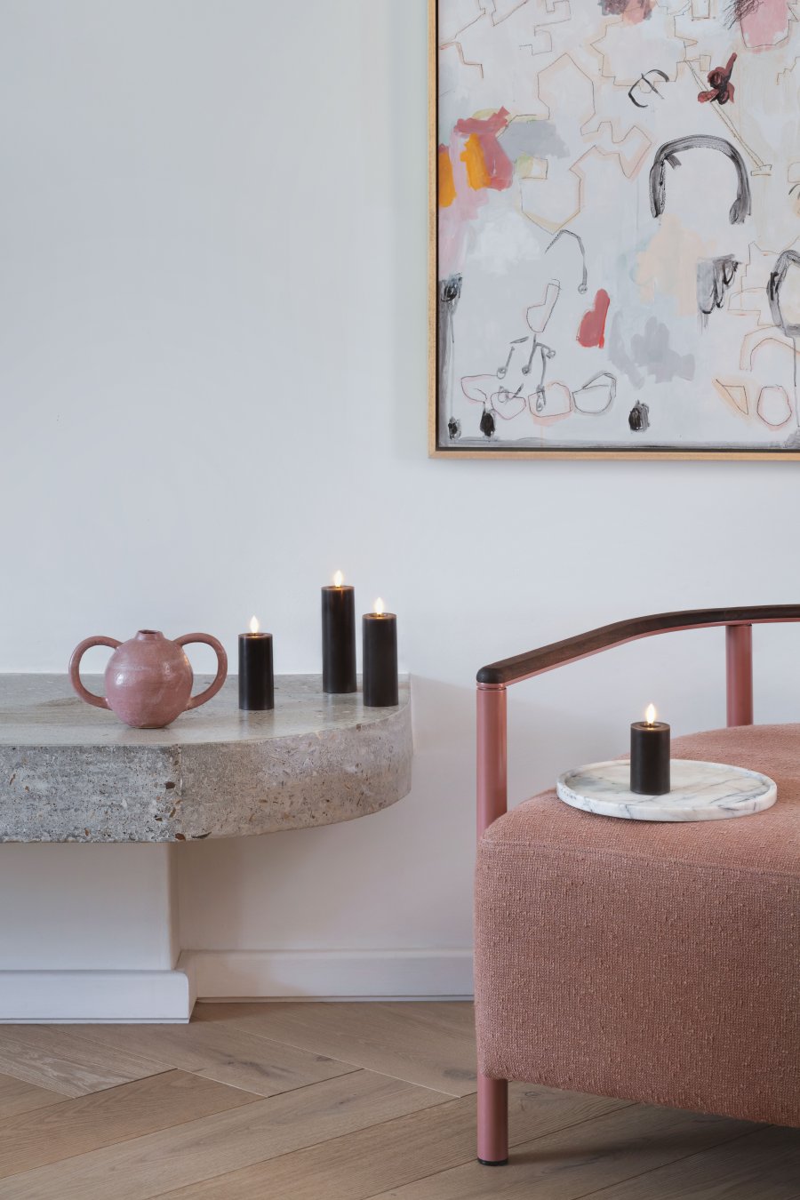 Moods & More Stumpenkerze mit Schmelzeffekt LED 4,9xH10 cm, Charcoal