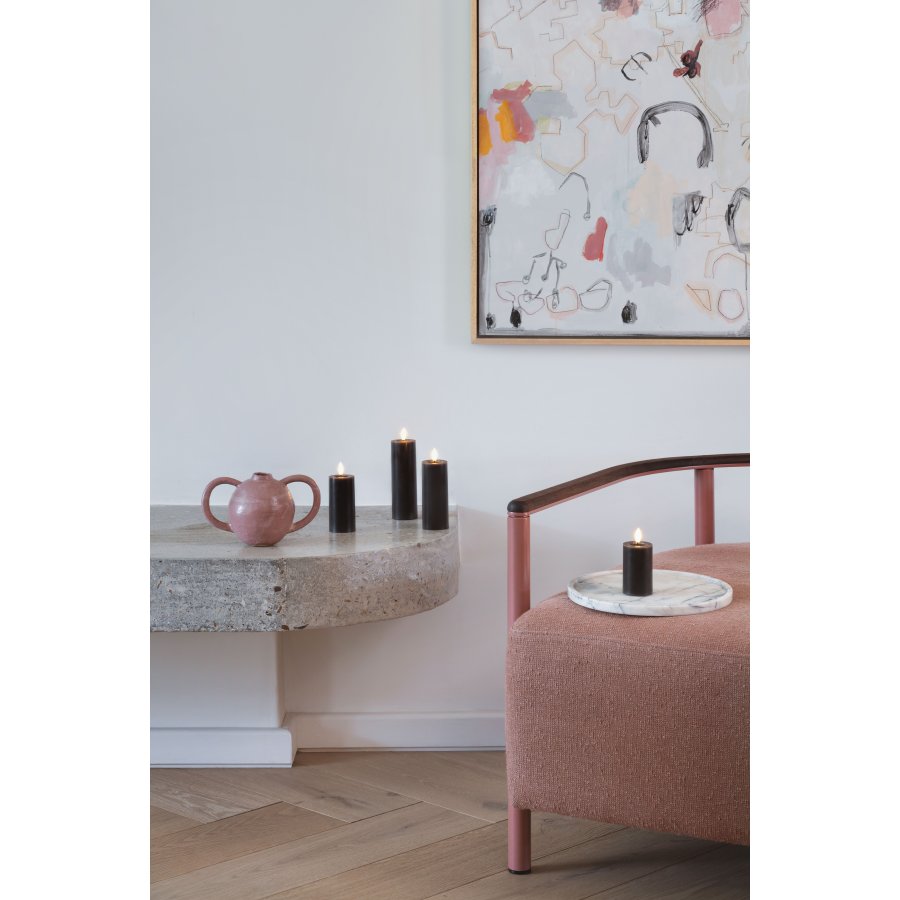 Moods & More Stumpenkerze mit Schmelzeffekt LED 4,9xH12,5 cm, Charcoal