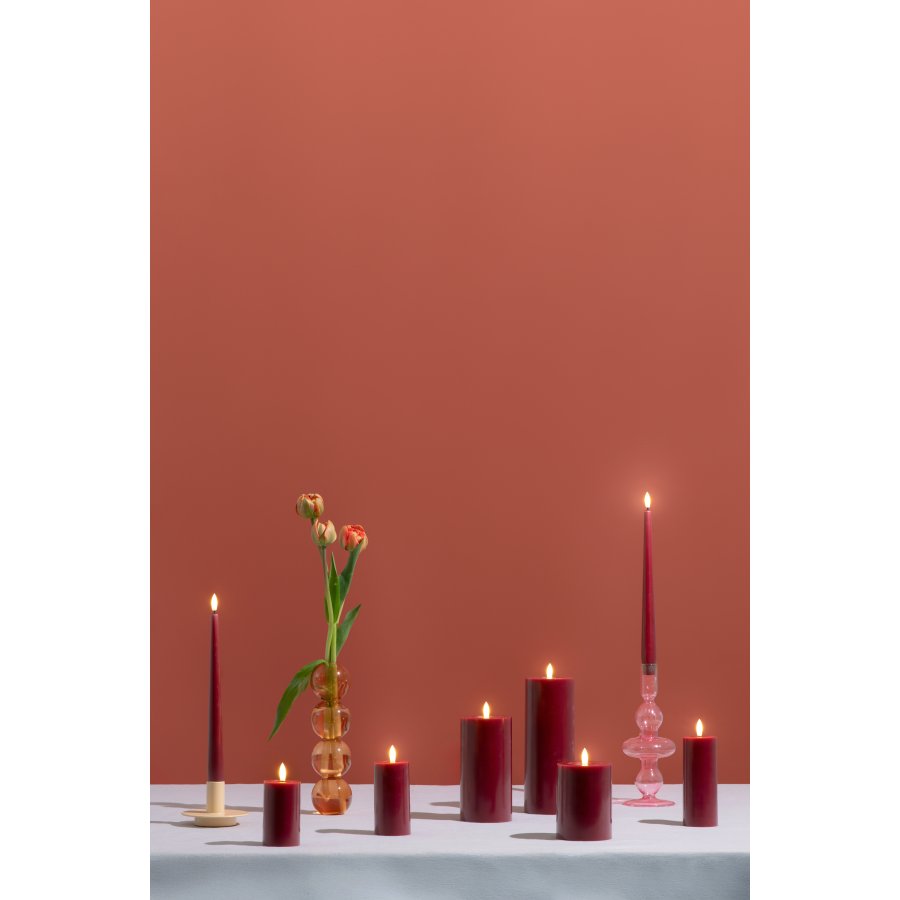Moods & More Stumpenkerze mit Schmelzeffekt LED 4,9xH10 cm, Cranberry Red