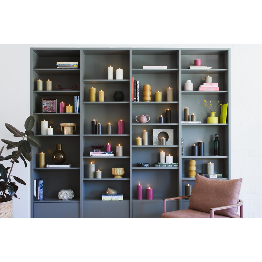 Moods & More Stumpenkerze mit Schmelzeffekt LED 9,9xH15 cm, Kit Grey