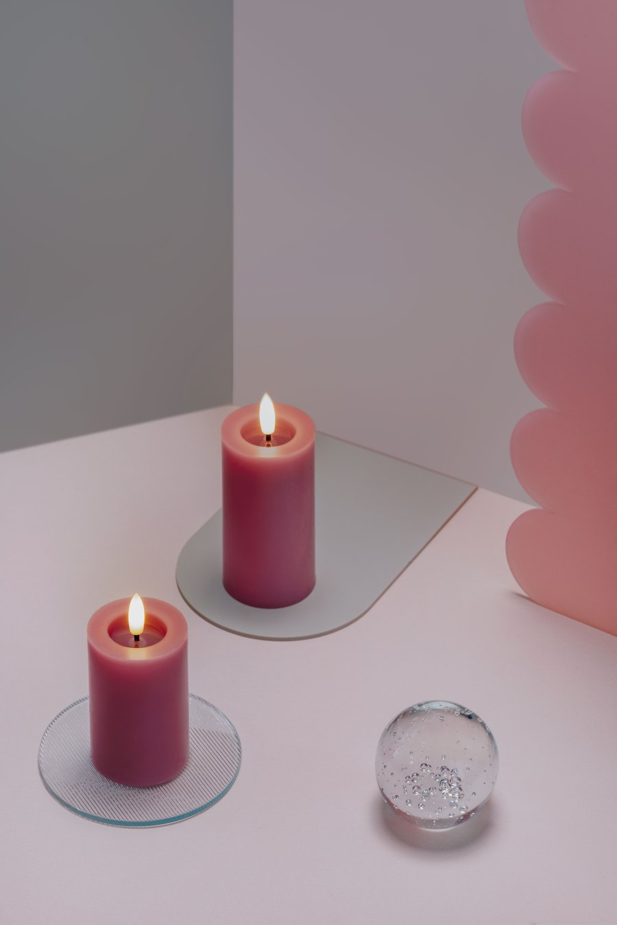 Moods & More Stumpenkerze mit Schmelzeffekt LED 4,9xH12,5 cm, Vintage Rose