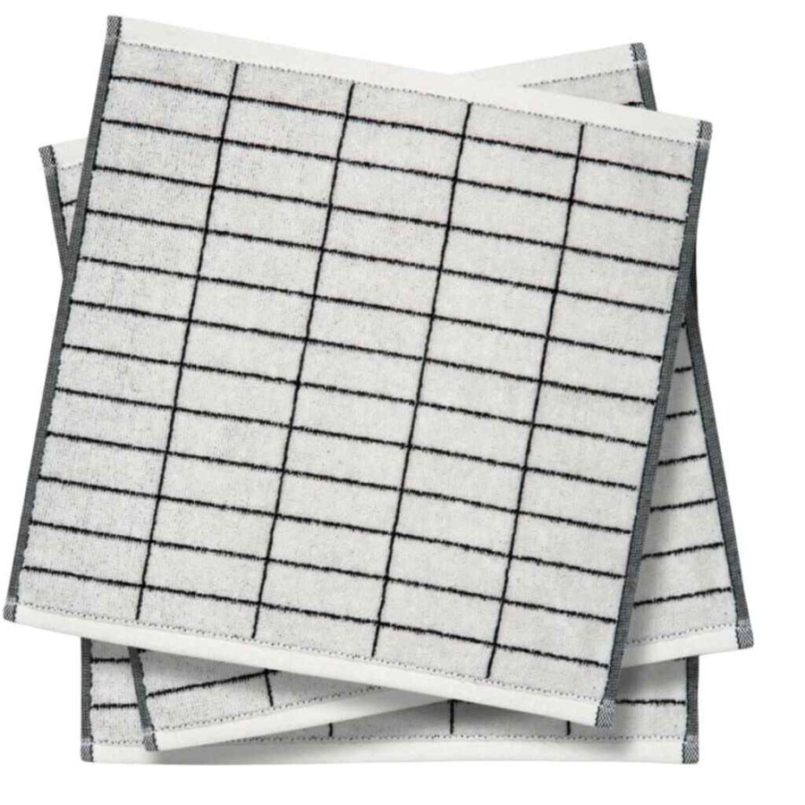 Mette Ditmer Tile Stone Hndklde 3 stk. 31x31 cm, Black/Off-white