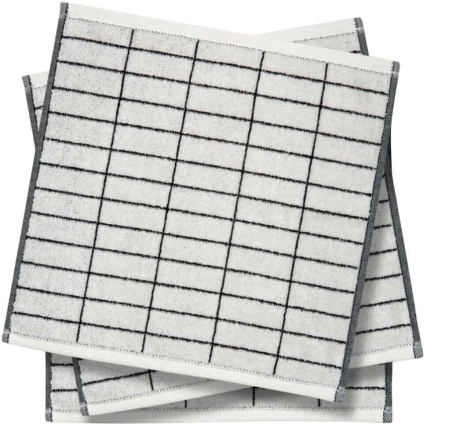 Mette Ditmer Tile Stone Hndklde 3 stk. 31x31 cm, Black/Off-white