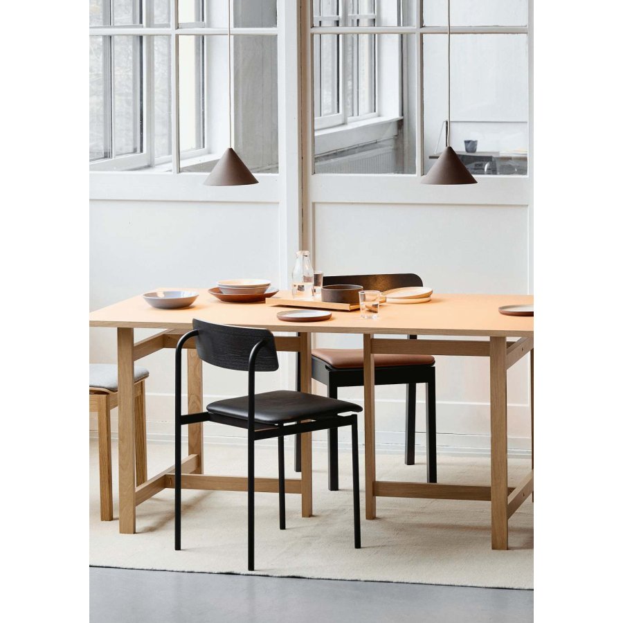 MOEBE Offset Stol H76,5 cm, Sort Ask/Cognac L�der