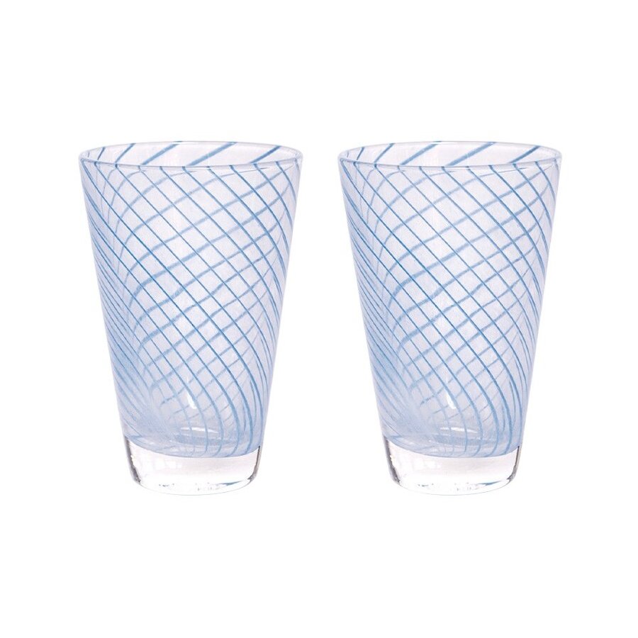 OYOY Yuka Swirl Glas 18 cl, Blau