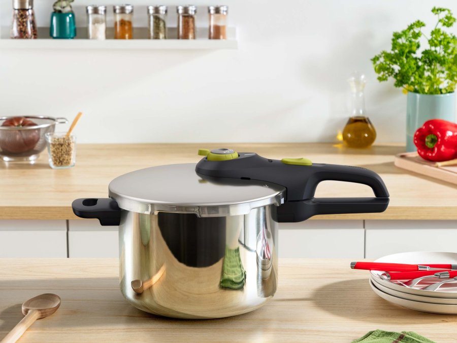 Tefal Secure 5 Neo SS Trykkoger m. Kurv 6 L, Rustfrit Stl