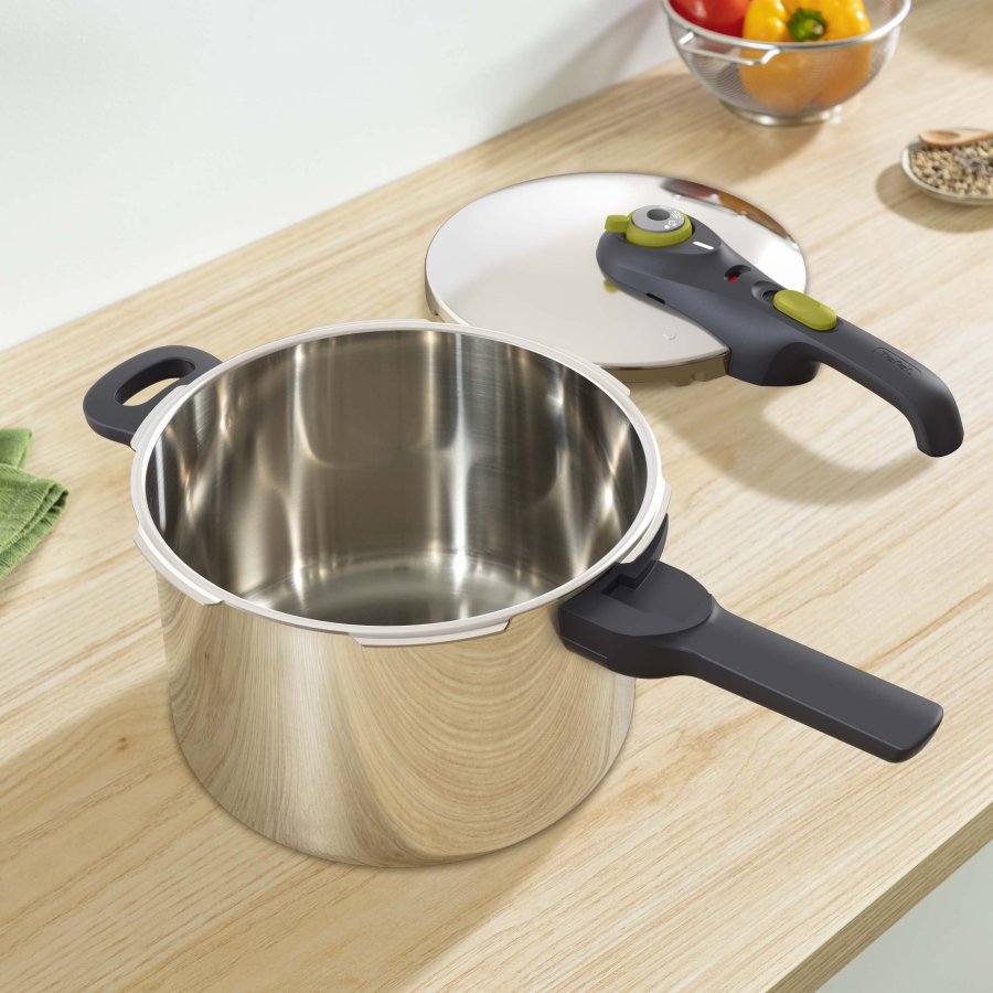 Tefal Secure 5 Neo SS Trykkoger m. Kurv 6 L, Rustfrit Stl