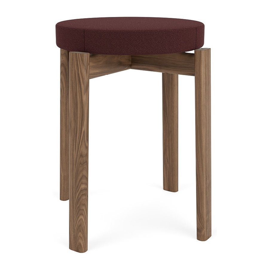 Audo Passage Hocker H47,5 cm, Walnuss/Burgundy