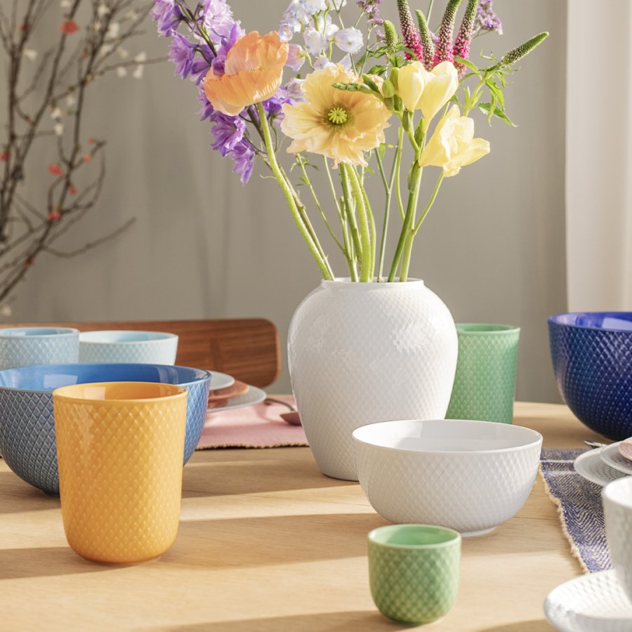 Lyngby Porceln Rhombe Vase H16,5 cm, Hvid