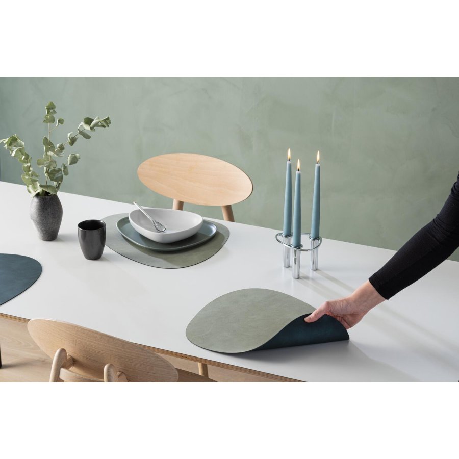 Lind DNA Curve Double Dkkeserviet L, Nupo Mrkegrn/Olivengrn