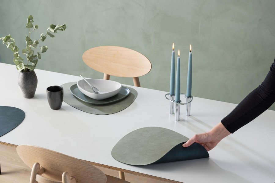 Lind DNA Curve Double Dkkeserviet L, Nupo Mrkegrn/Olivengrn