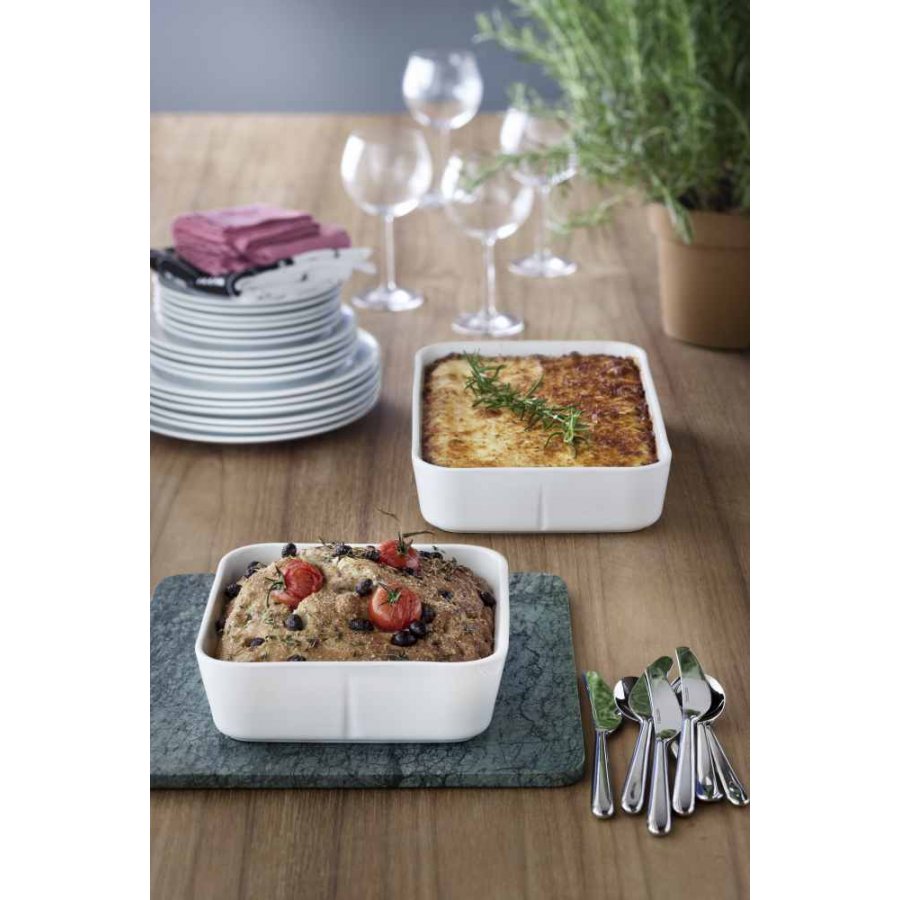 Rosendahl Grand Cru Firkantet Ovnfast fad, mellem, Hvid, 7,3 cm x 24 cm x 24 cm