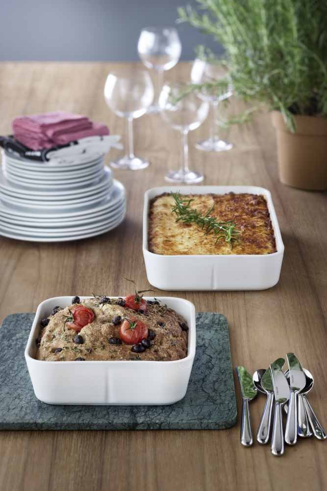 Rosendahl Grand Cru Firkantet Ovnfast fad, mellem, Hvid, 7,3 cm x 24 cm x 24 cm