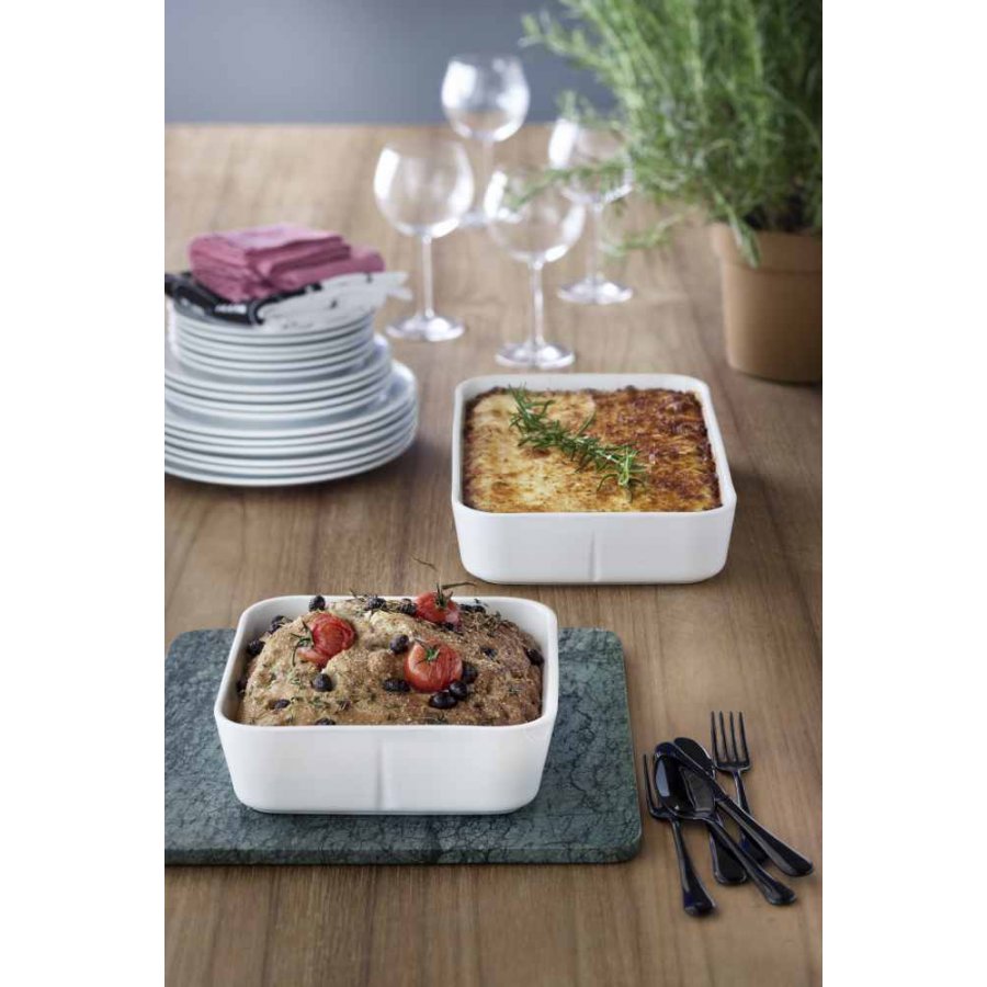 Rosendahl Grand Cru Firkantet Ovnfast fad, mellem, Hvid, 7,3 cm x 24 cm x 24 cm