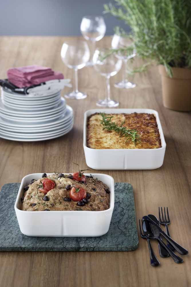 Rosendahl Grand Cru Firkantet Ovnfast fad, mellem, Hvid, 7,3 cm x 24 cm x 24 cm