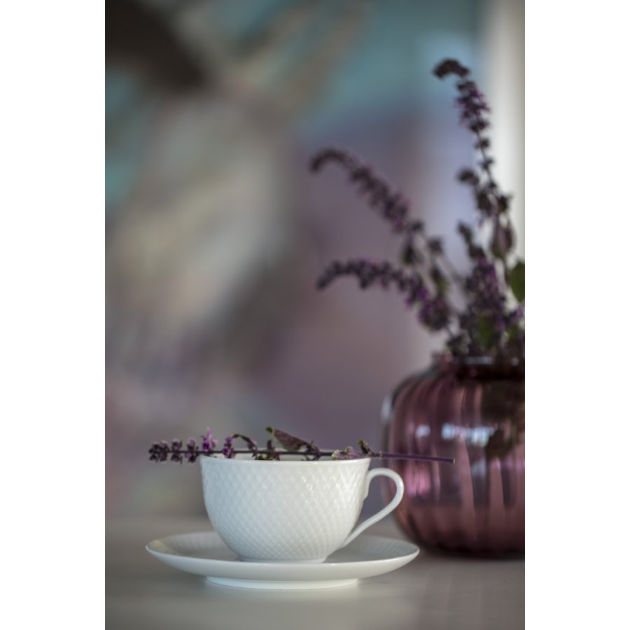 Lyngby Porceln Rhombe Kop m. Underkop 24 cl, Hvid