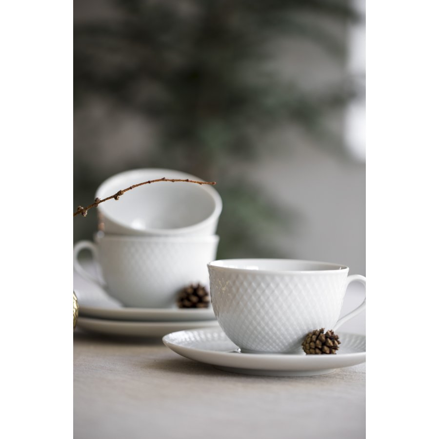 Lyngby Porceln Rhombe Kop m. Underkop 24 cl, Hvid