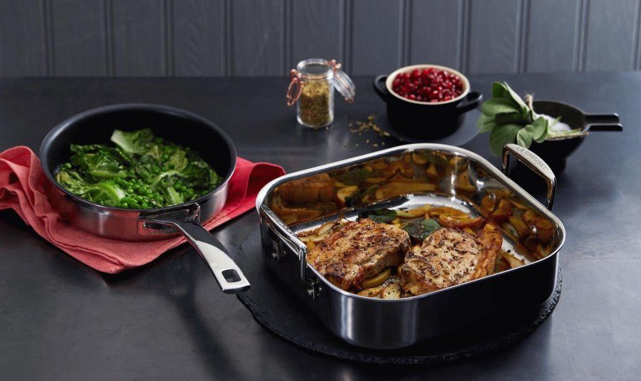 Le Creuset 3-Ply Kvadratisk Bradepande 26x26 cm, Rustfrit Stl