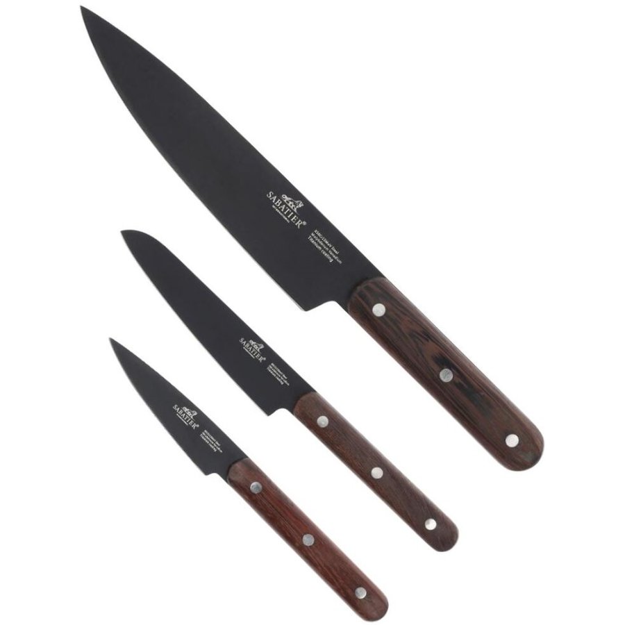 Lion Sabatier Phenix Knivst 3 Dele, Sort/Tr