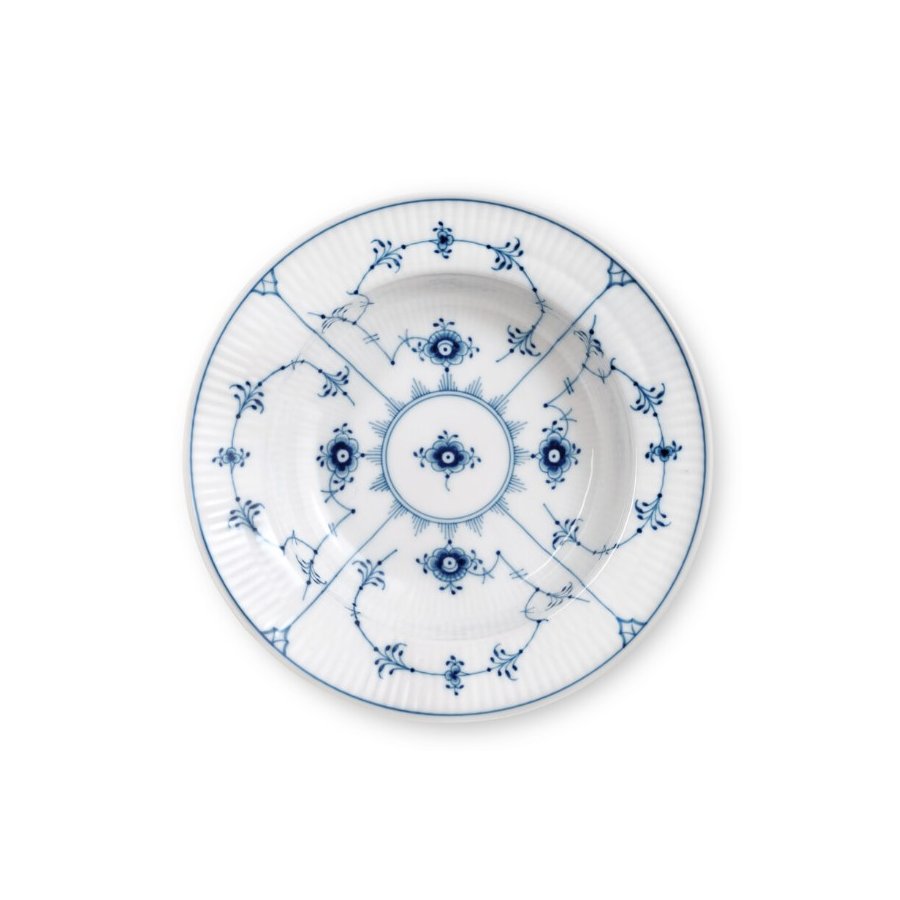 Royal Copenhagen Musselmalet Riflet Dyb Tallerken 17 cm
