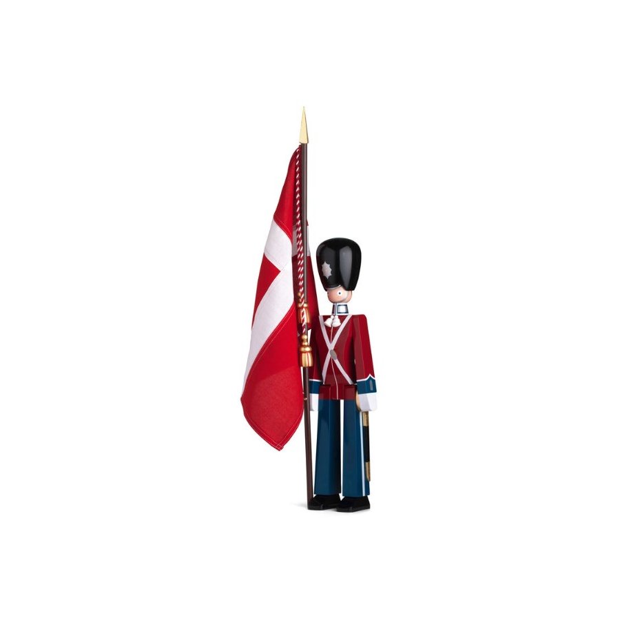 Kay Bojesen Fanebrer m. Tekstilflag Mellem 50 cm, Malet Bgetr