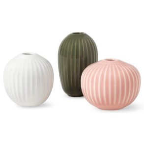 K&auml;hler Hammersh�i Minivase 3 stk, Hvid/Nude/Gr�n